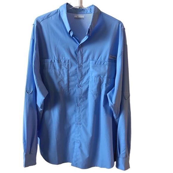 Columbia Performance wear PFG long sleeve blue XL men’s roll up sleeve tab - Picture 1 of 8